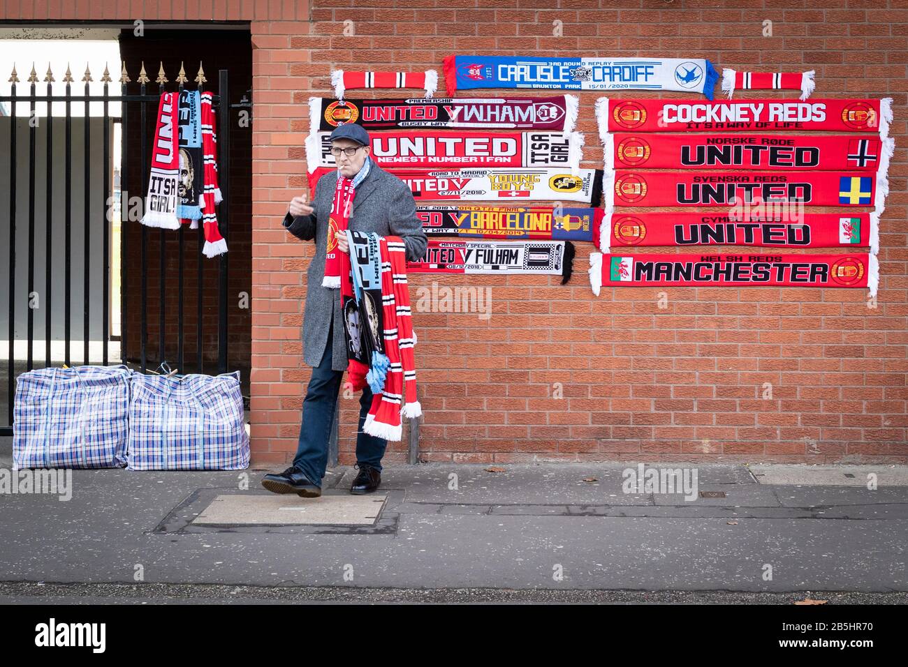 Manchester, UK. 08th Mar, 2020. The second derby of the season sees Manchester City away at Old Trafford where supporters have been gathering since early afternoon. Credit: Andy Barton/Alamy Live News Stock Photo