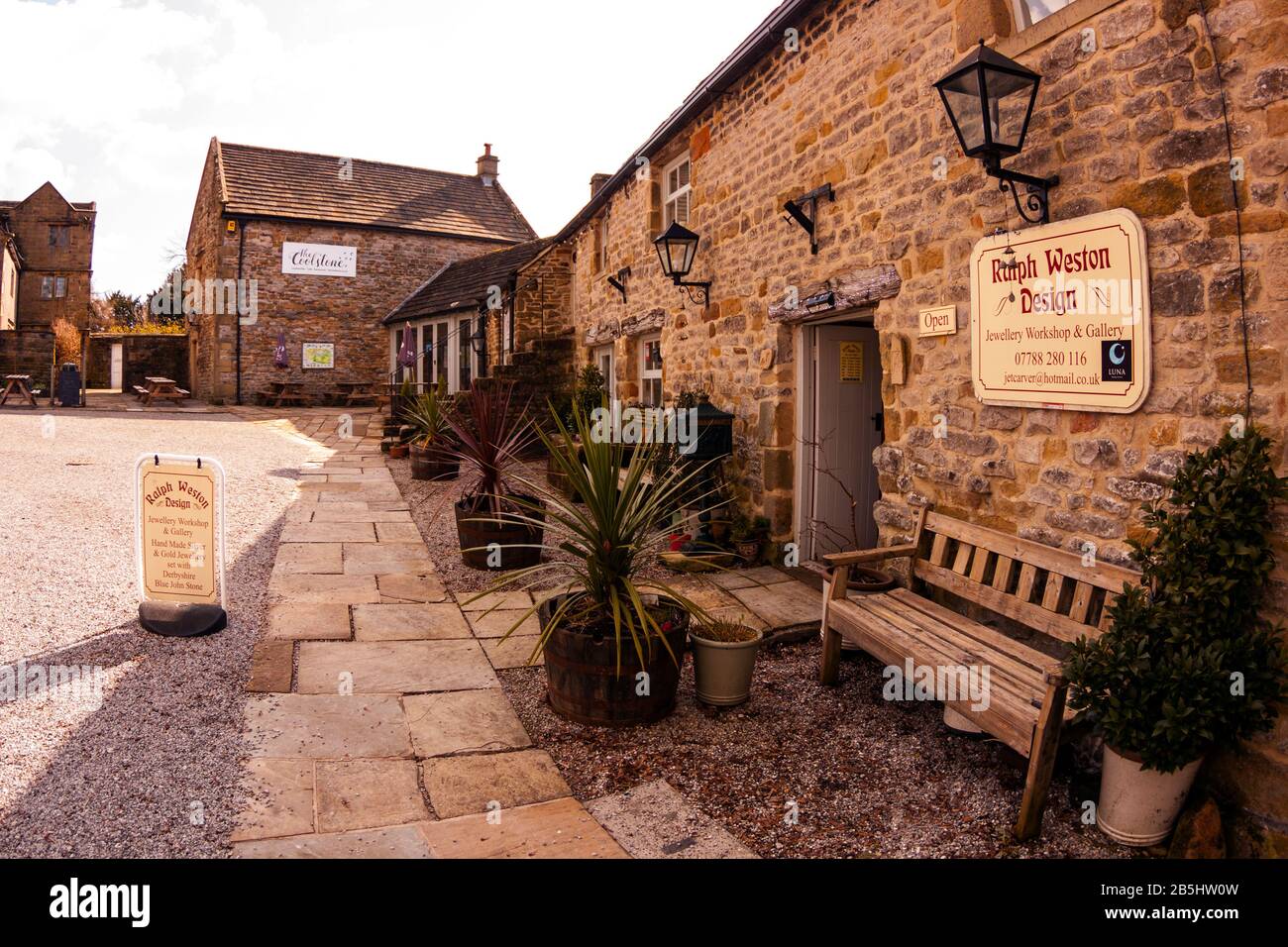 Eyam Hall Craft Centre, Eyam, Derbyshire Stock Photo