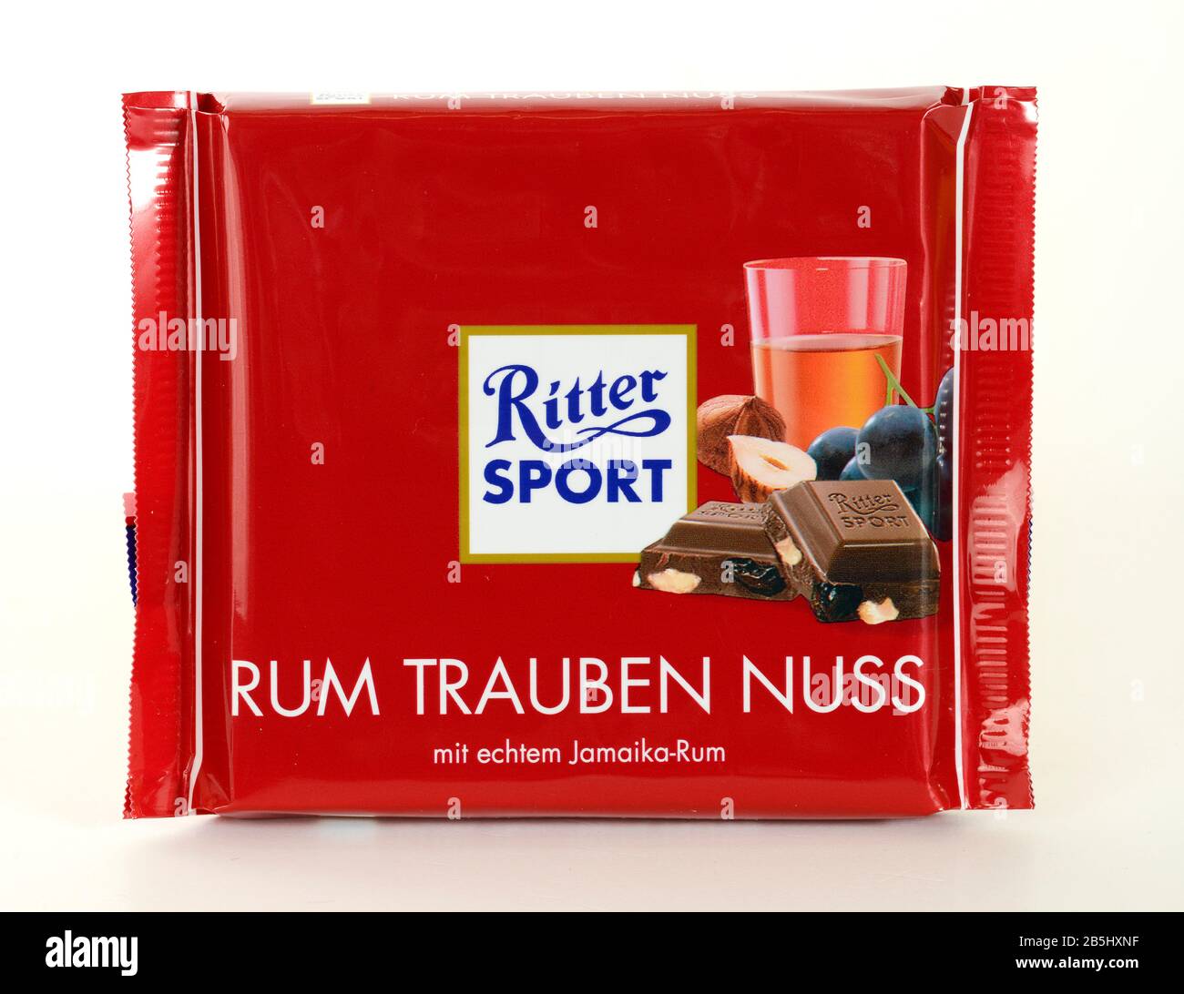 Schokoladentafel, Rum Trauben Nuss, Ritter Sport Stock Photo