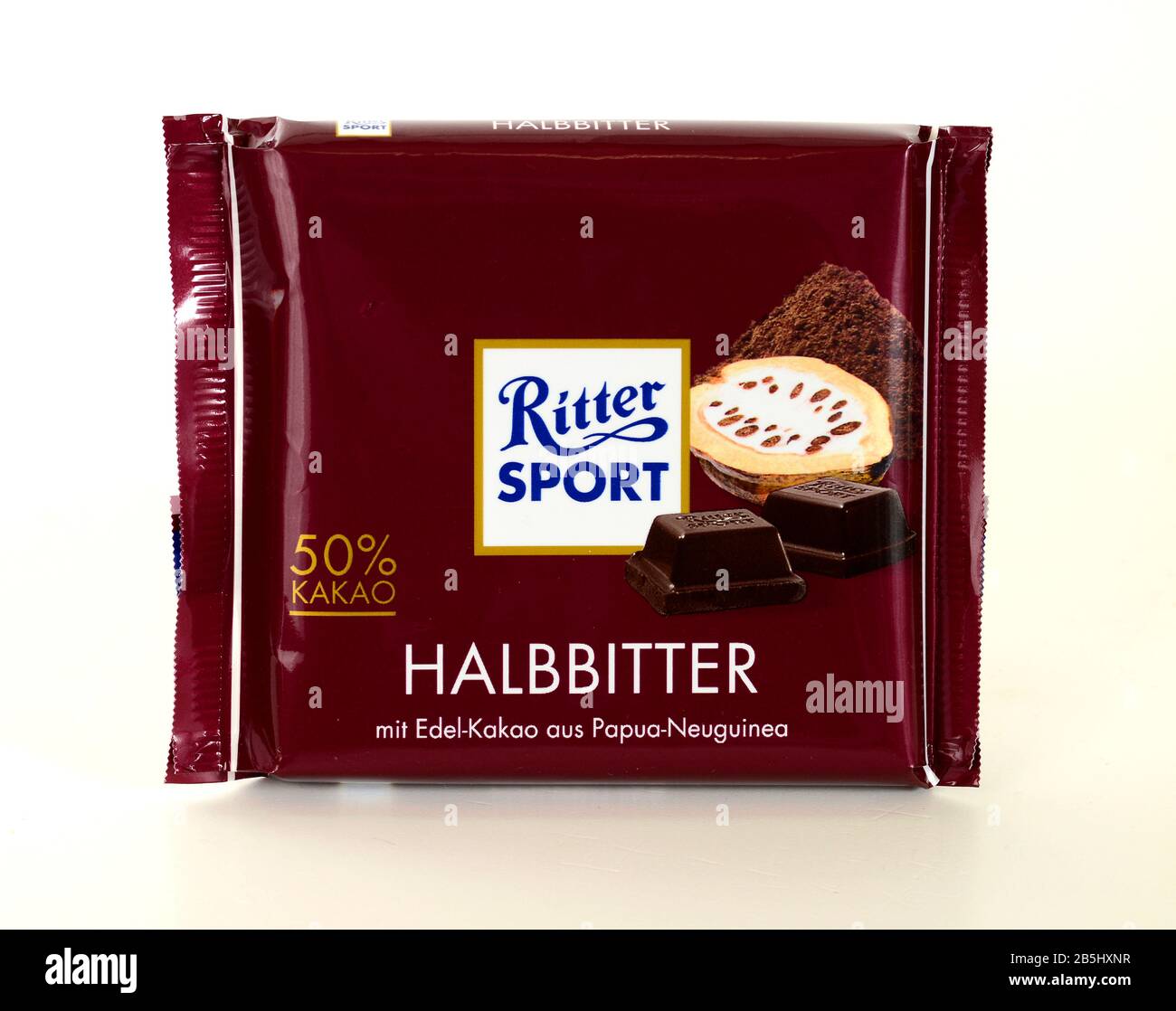 Schokoladentafel, Halbbitter, Ritter Sport Stock Photo