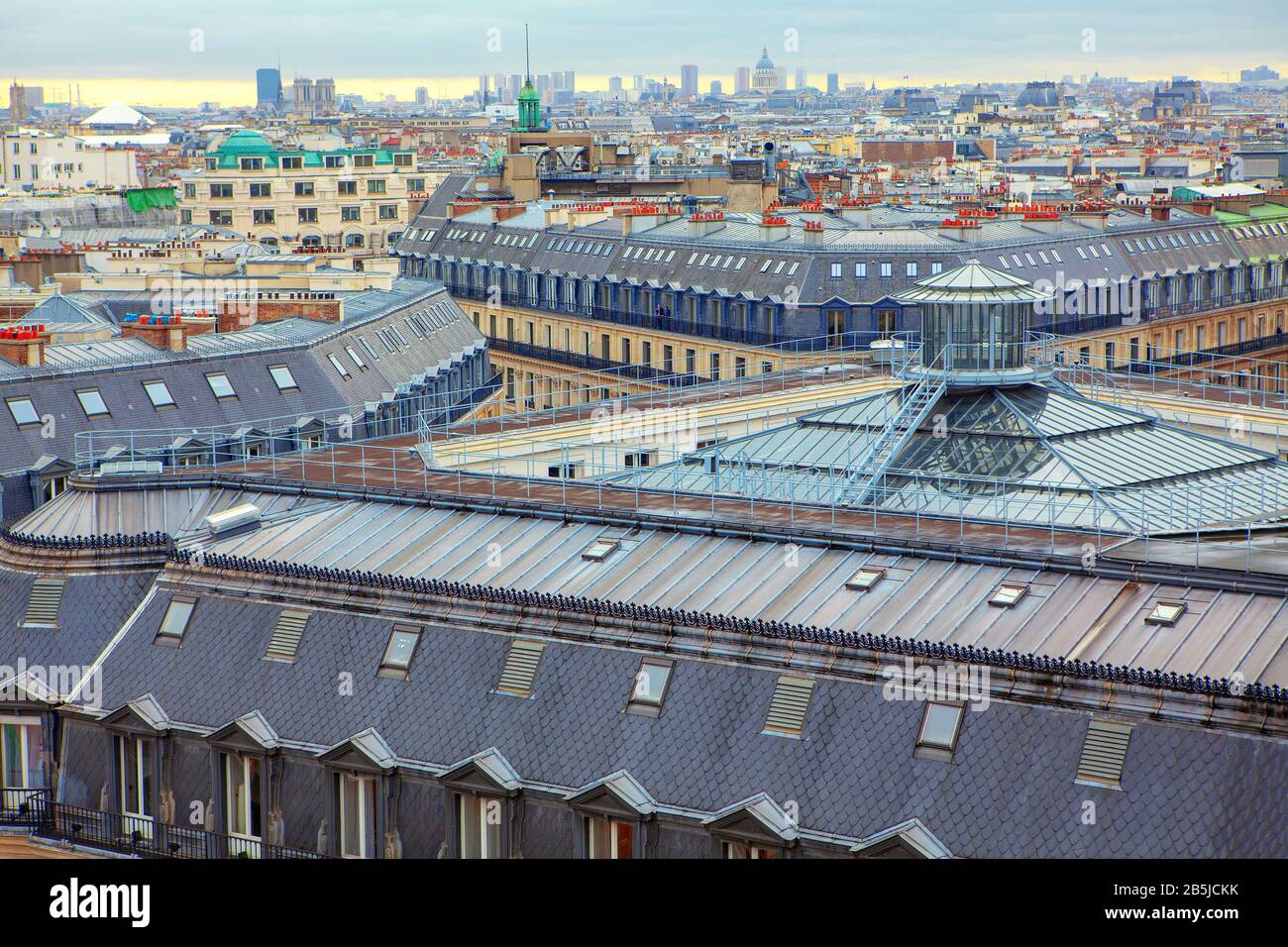 aerial seen to Parisian attics and roofs Stock Photo
