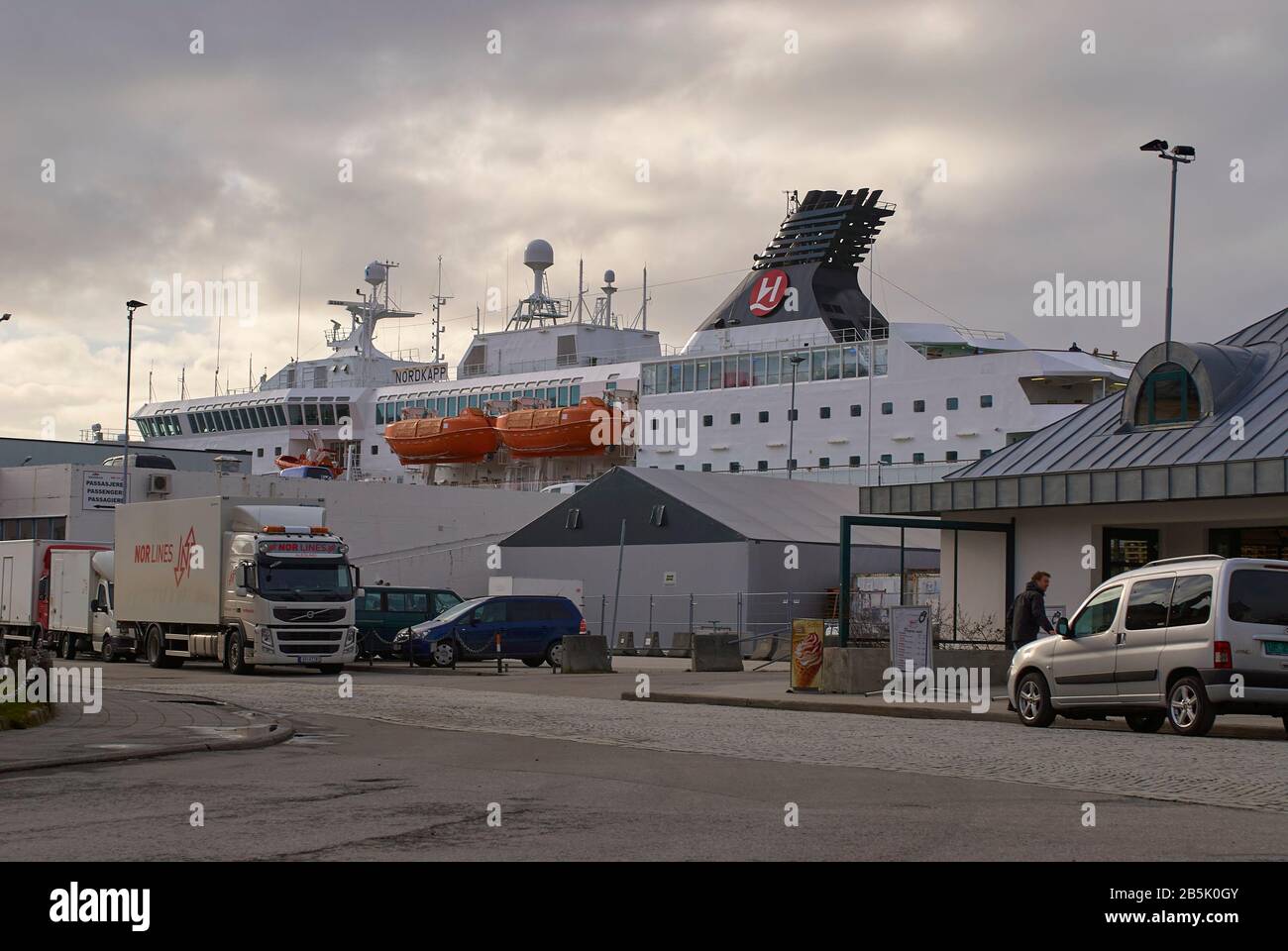 MS Nordkapp at the Alesund Hurtigruten terminal Stock Photo - Alamy