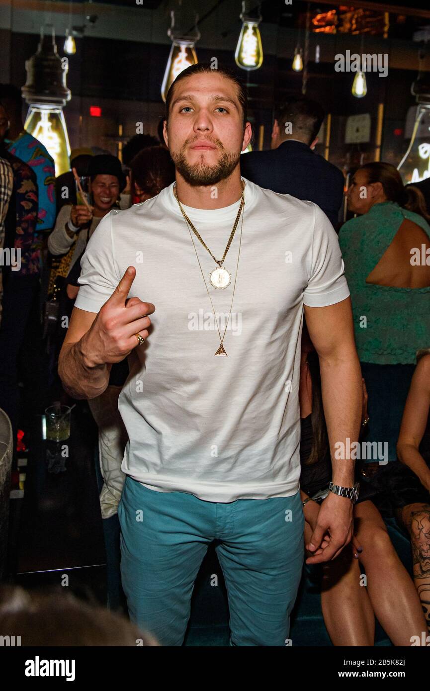 Las Vegas, NV, USA. 7th Mar, 2020. ***HOUSE COVERAGE*** UFC Fighter Brian  Ortega pictured as UFC Middleweight Champion Israel Adesanya celebrates his  victory at Electra Cocktail Club at The Palazzo at The