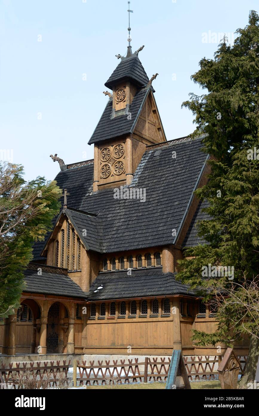 Stabkirche Wang, Karpacz, Niederschlesien, Polen Stock Photo