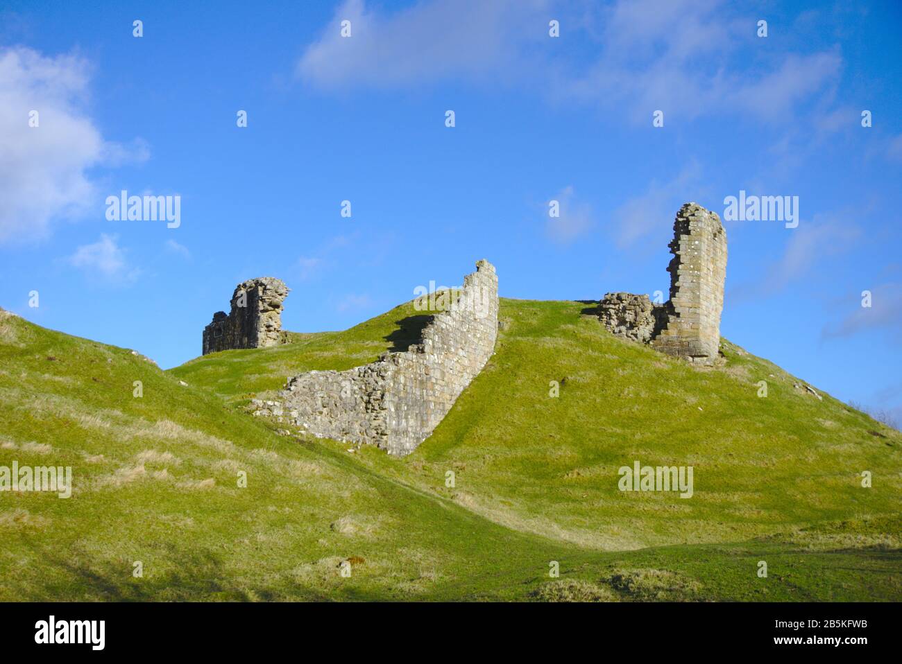 Ruins of the 12th century Harbottle Castle, Coquetdale, Northumberland, UK Stock Photo
