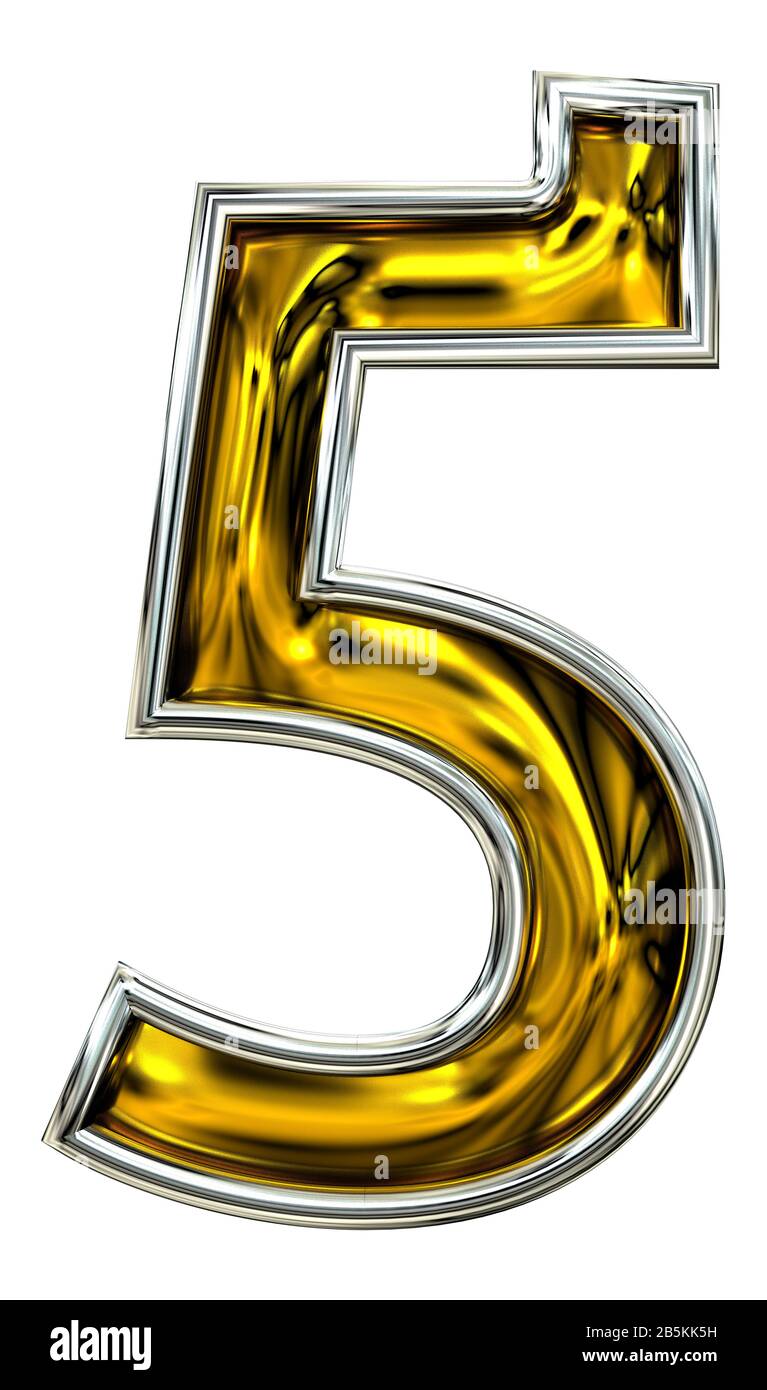 3d gold metal number five hi-res stock photography and images - Alamy