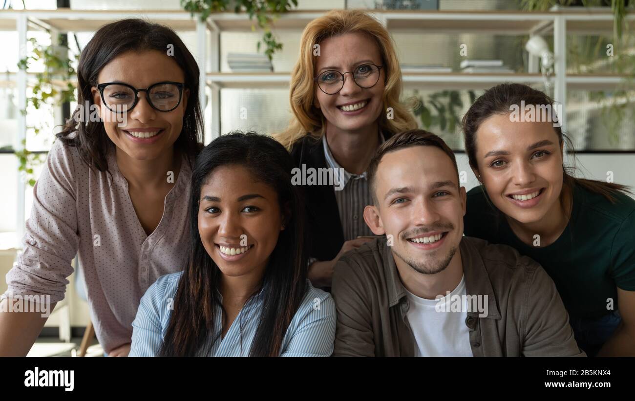 Portrait of diverse businesspeople posing at workplace Stock Photo
