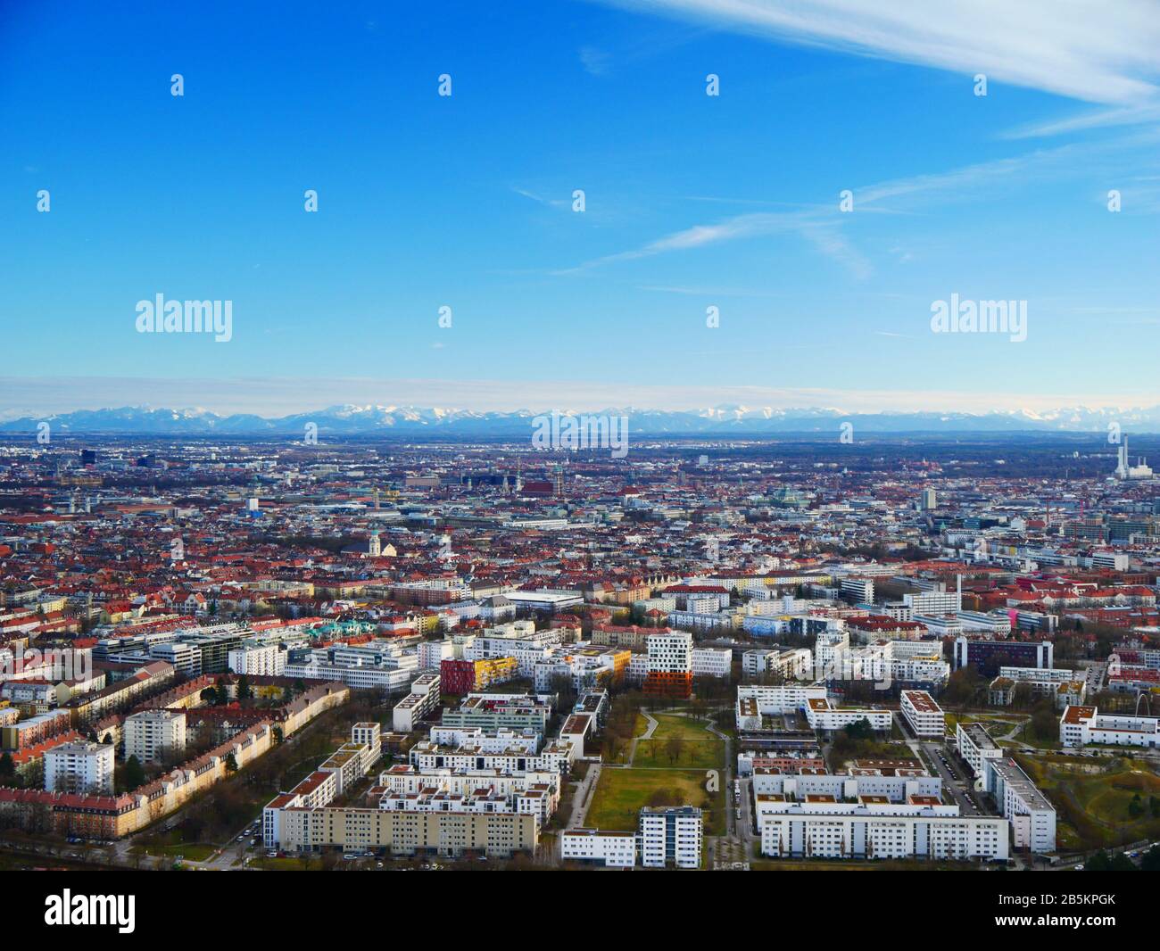 Munich, Germany: The Alps rise high behind the city Stock Photo - Alamy