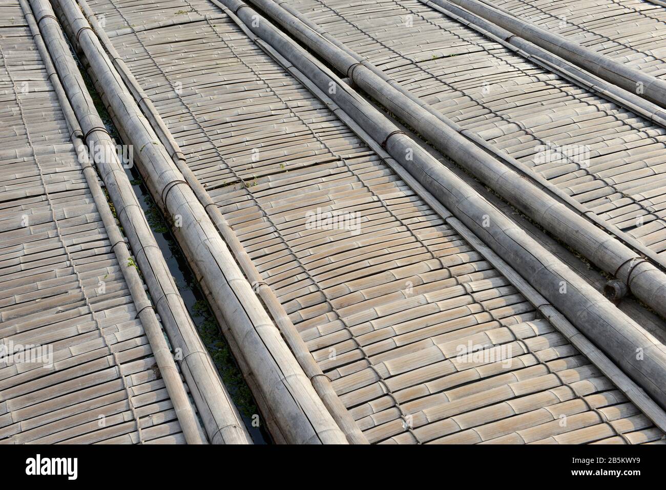 Bamboo rafts for rent by tourists and visitors at Yesanpo in Hebei province, China Stock Photo