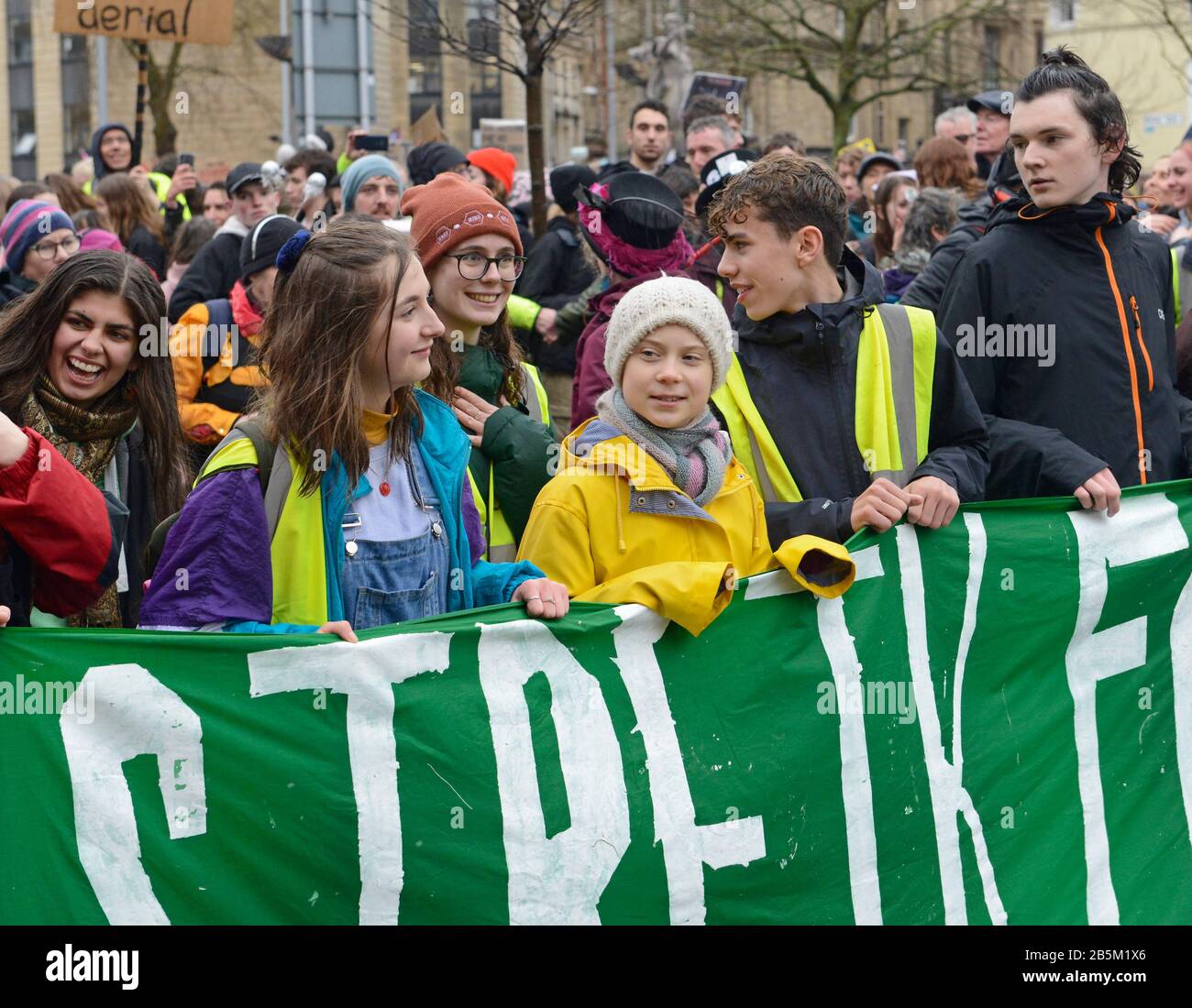 Greta Thunberg leads the 80th Friday for Future School Strike for the Climate in Bristol, UK, on 28th February 2020 Stock Photo