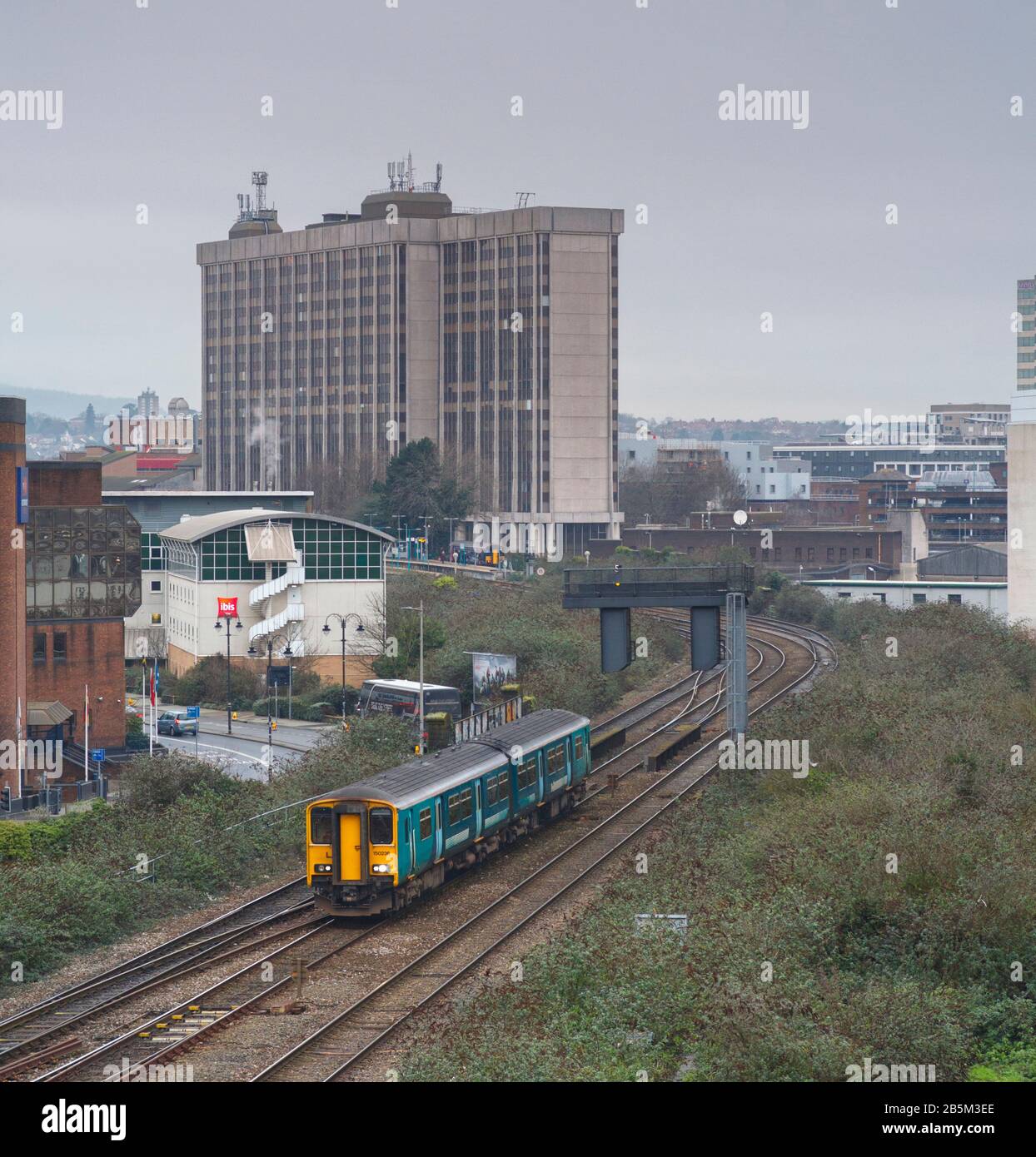 Transport for Wales class 150 sprinter train in central Cardiff between ...