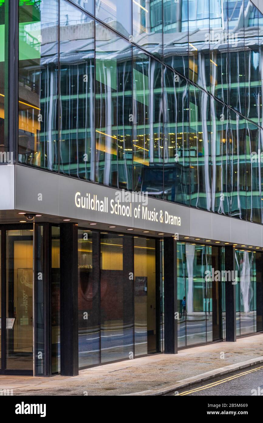 London Guildhall School of Music and Drama GSMD Milton Court Building in Central London - built in 2013, architects David Walker Architects and RHWL Stock Photo