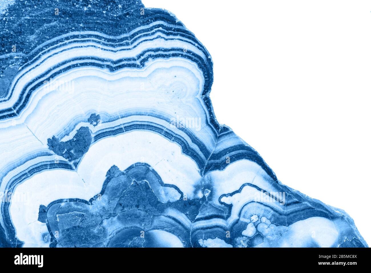 Cross section of abstract blue fantasy mineral, color of the year 2020 pantone classic blue 19-4052 Stock Photo