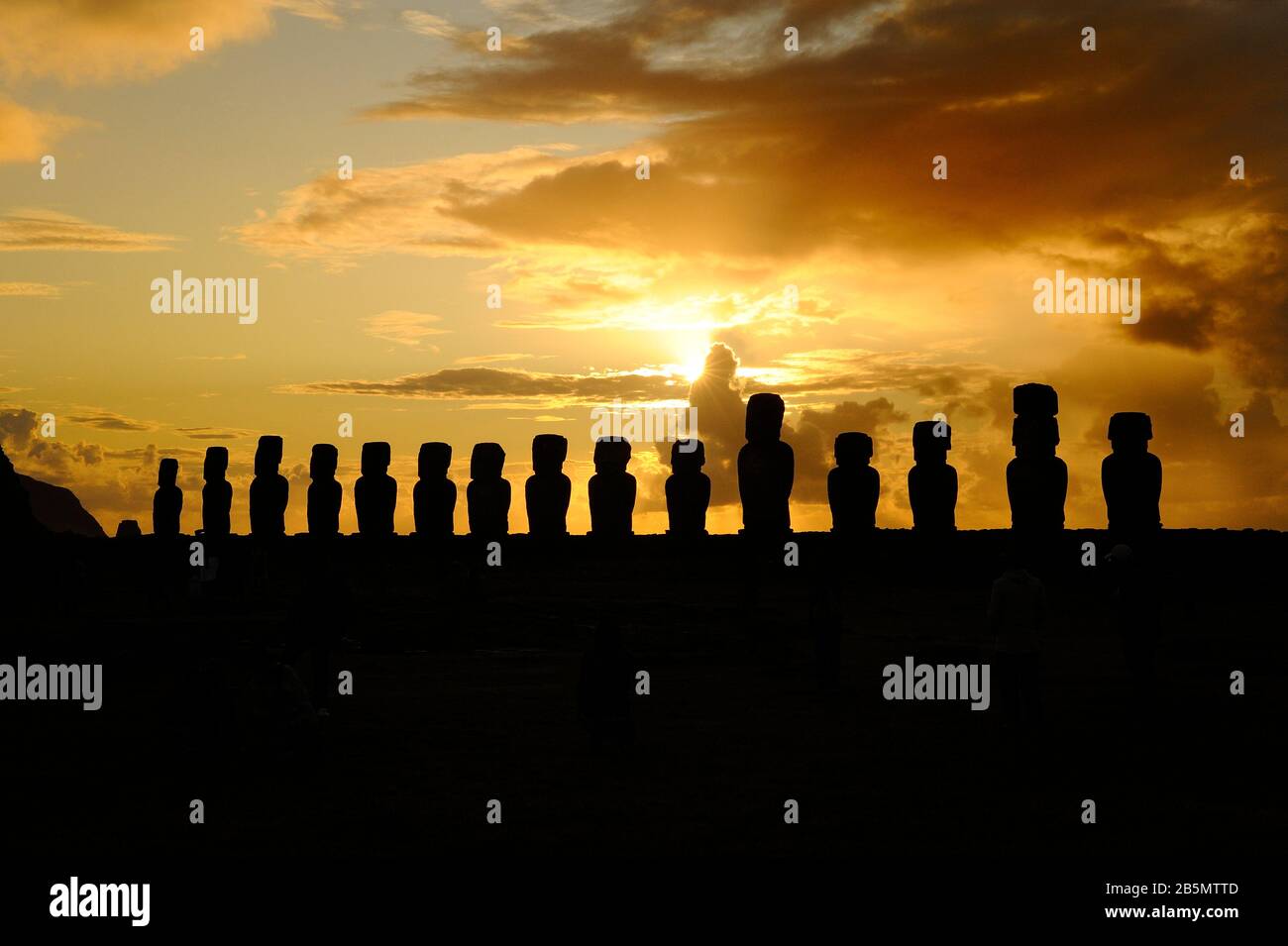 Easter Island, Moais Ahu Togariki Stock Photo