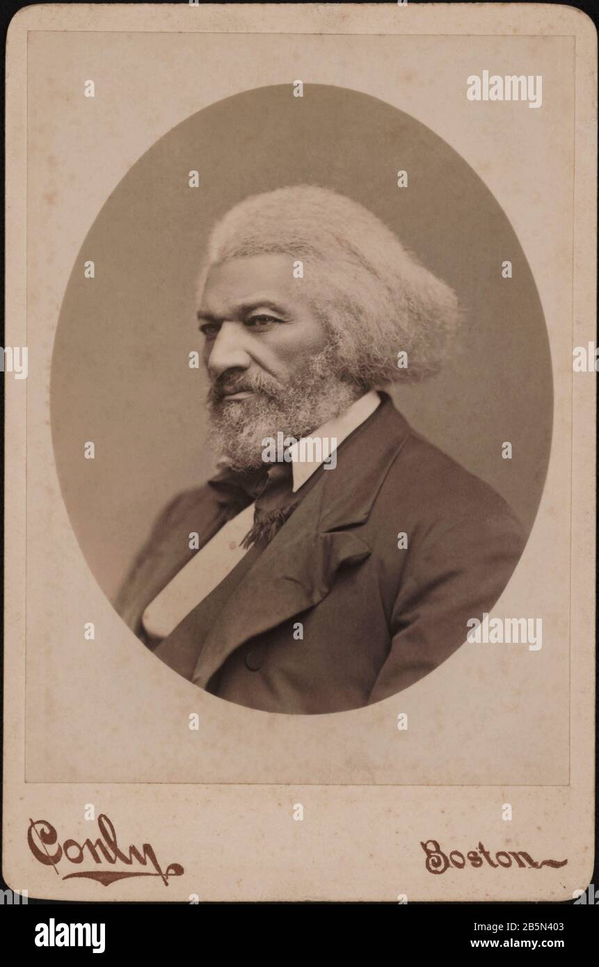 Frederick Douglass (1818-95), American Social Reformer, Abolitionist and Statesman, Head and Shoulders Portrait, photographic reproduction by C.F. Conly of portrait by George Kendall Warren, 1876 Stock Photo