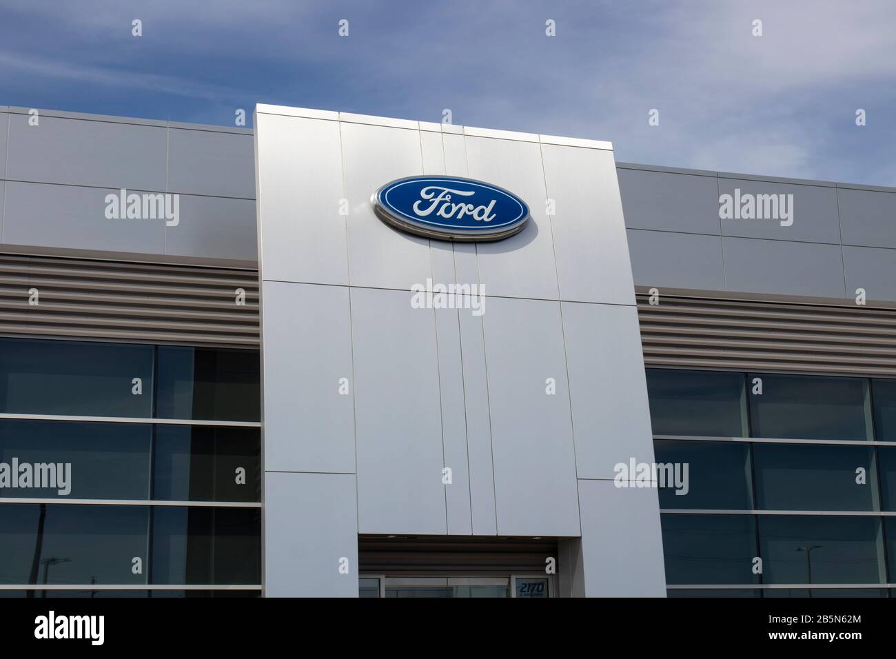 Kokomo - Circa March 2020: Ford Car and Truck Dealership. Ford sells products under the Lincoln and Motorcraft brands. Stock Photo