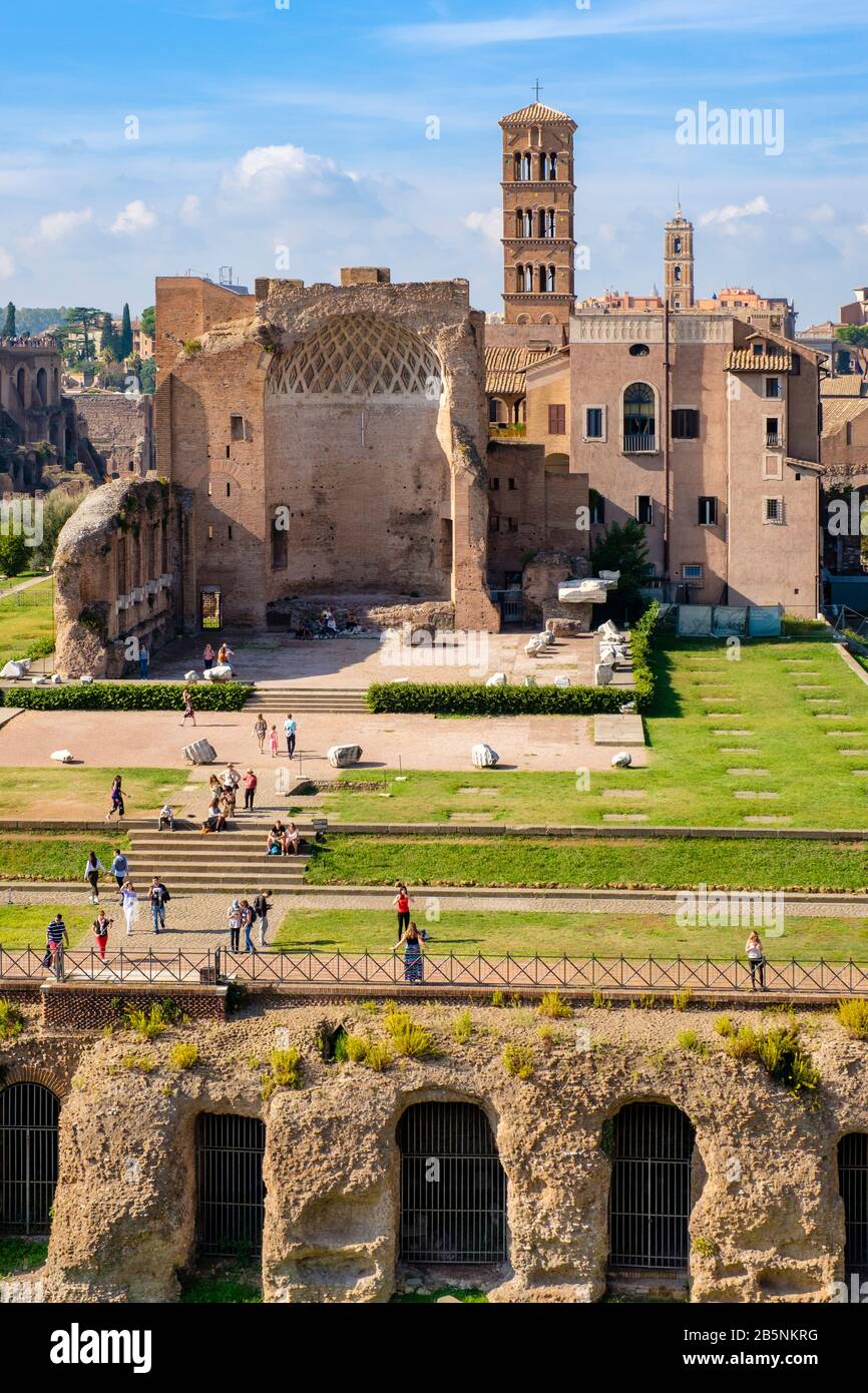 Ancient Rome buildings, view of Temple of Venus and Roma, located on