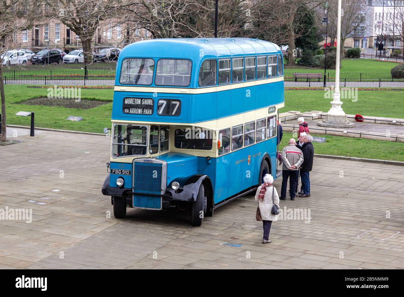 Leyland Titan PD2 Massey bus (1958) on display in Hamilton square, Birkenhead Stock Photo