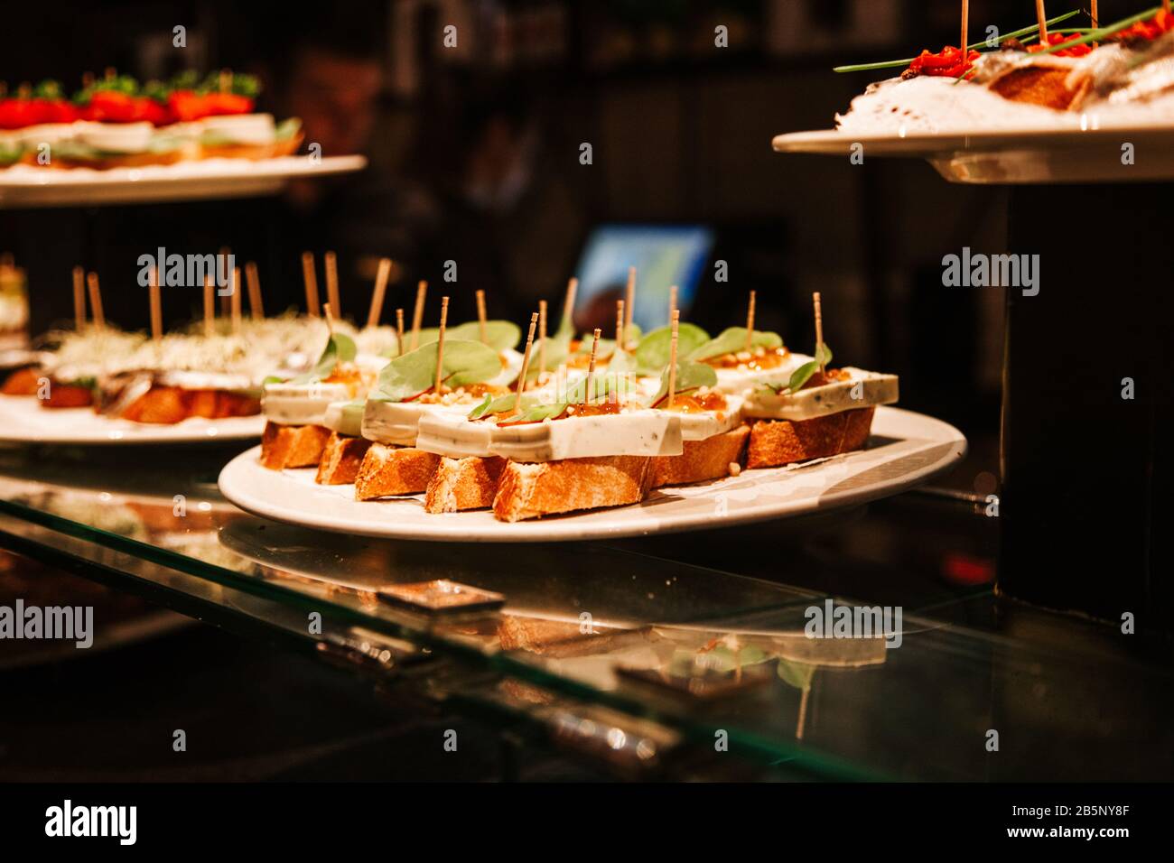 Typical spanish Tapa, Pincho or Pintxo stock photo Stock Photo