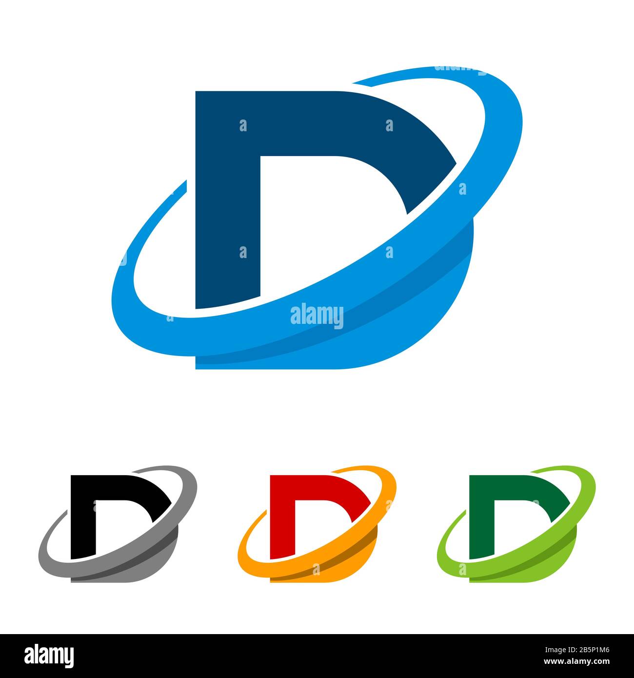 Set D Letter and Halo Swoosh Logo Template Illustration Design. Vector ...