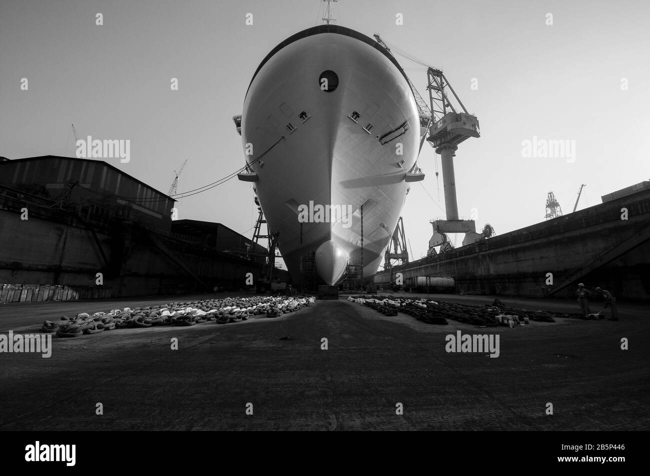 The Diamond Princess in dry dock, Sembawang Shipyard Stock Photo