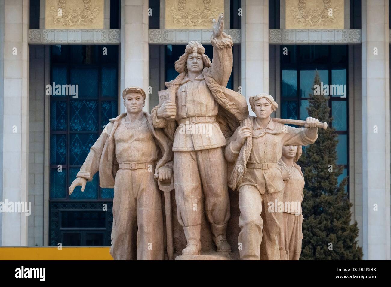 Beijing, China - Jan 17 2020: Monument's of people at Memorial Hall of Chairman Mao, the final resting place of Mao Zedong, Chairman of the Communist Stock Photo