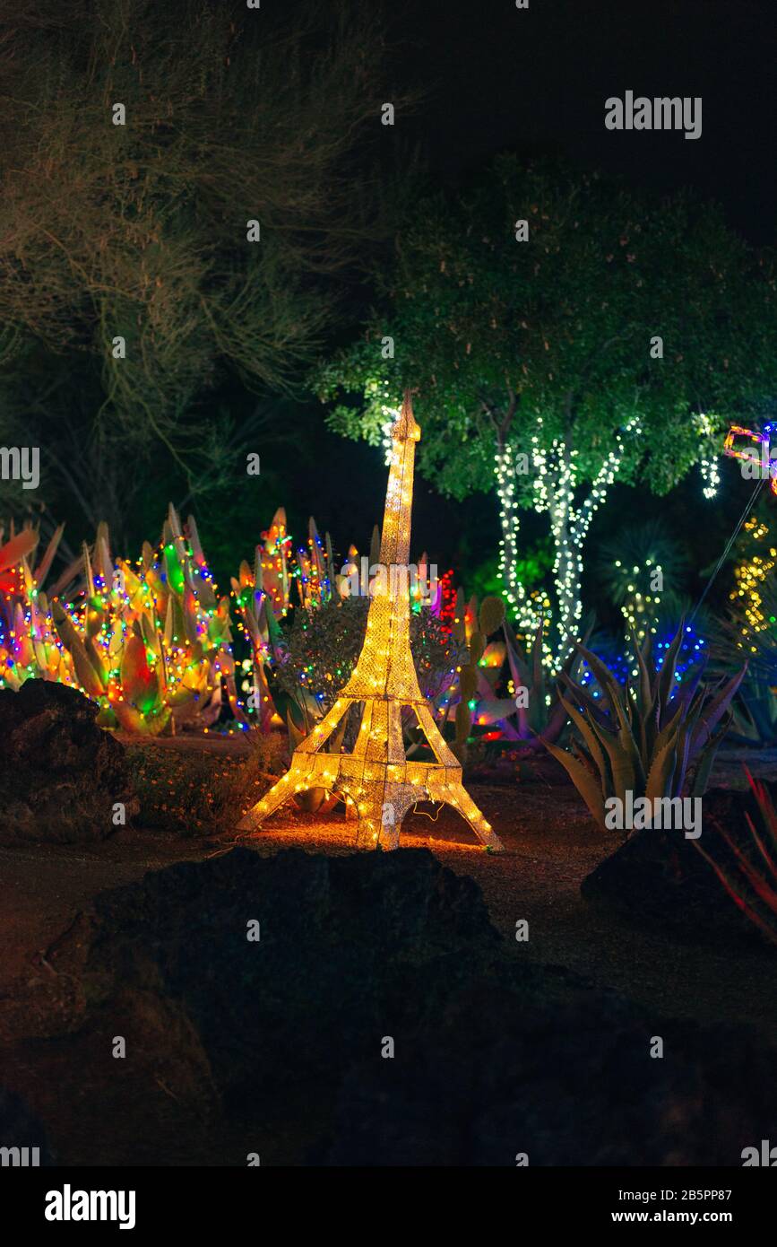 Botanical Cactus Garden las vegas. dec, 2019 Colorful light display