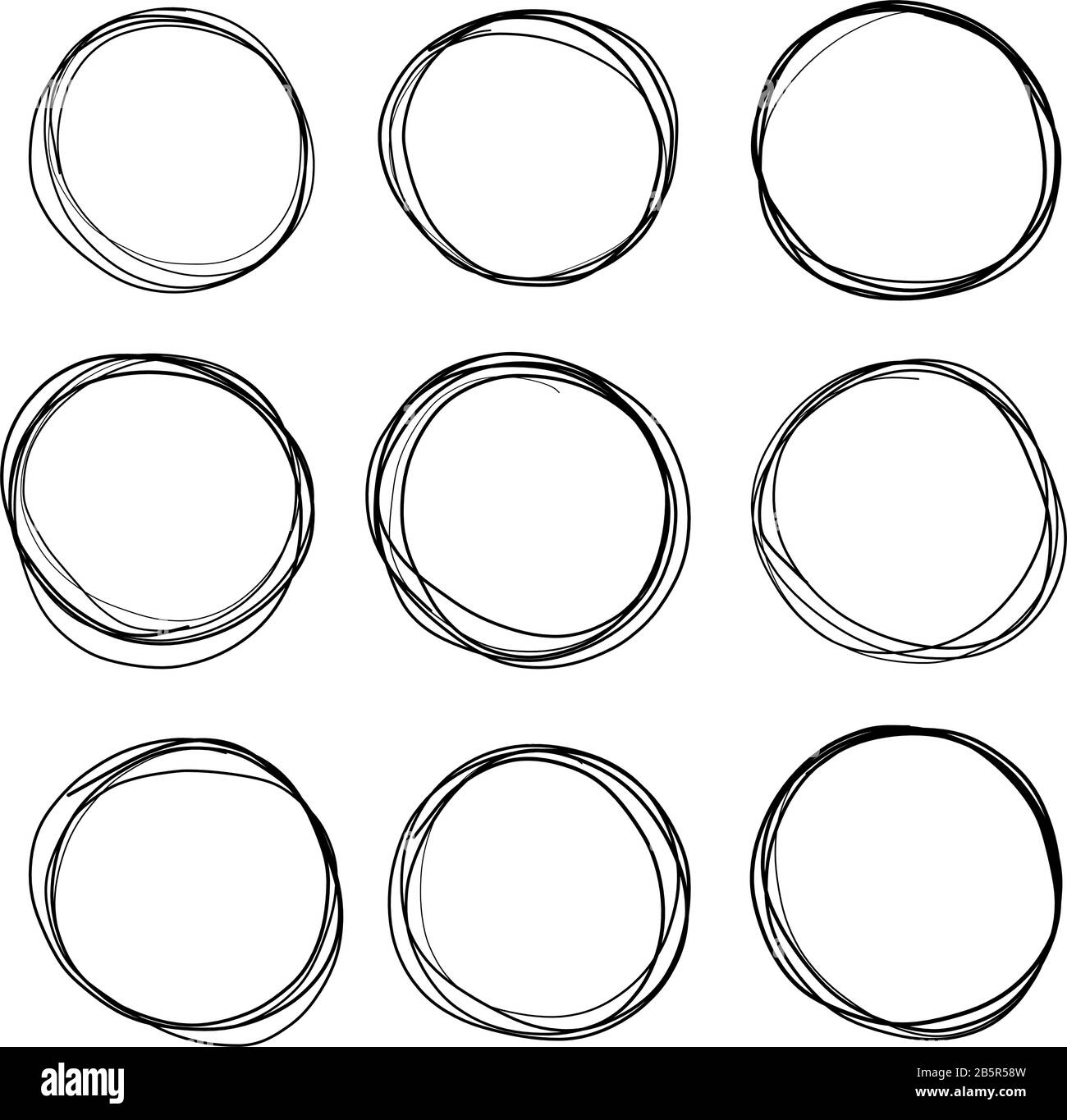 Set of the hand drawn scribble circles Stock Vector Image & Art - Alamy