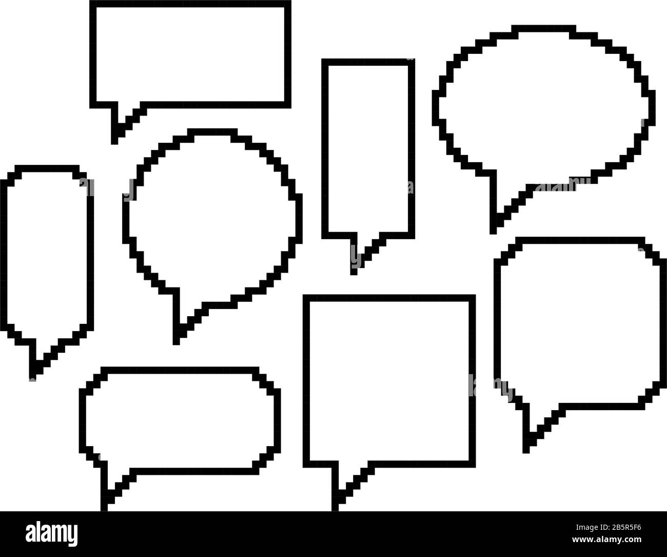 Pixel art, set of speech bubbles Stock Vector