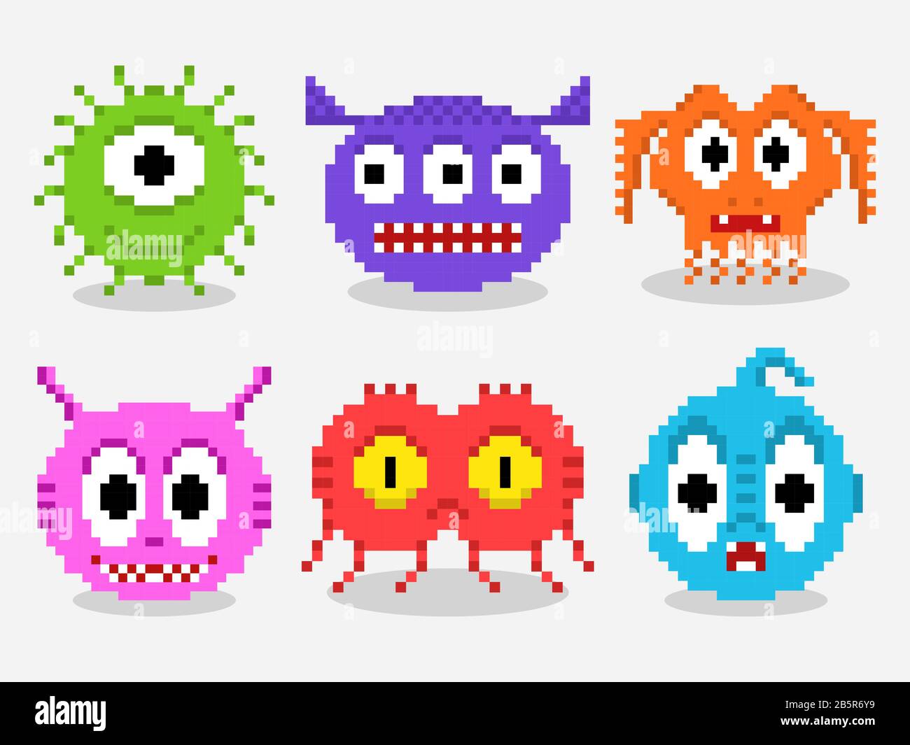 Pixel art aliens isolated vector set Stock Vector