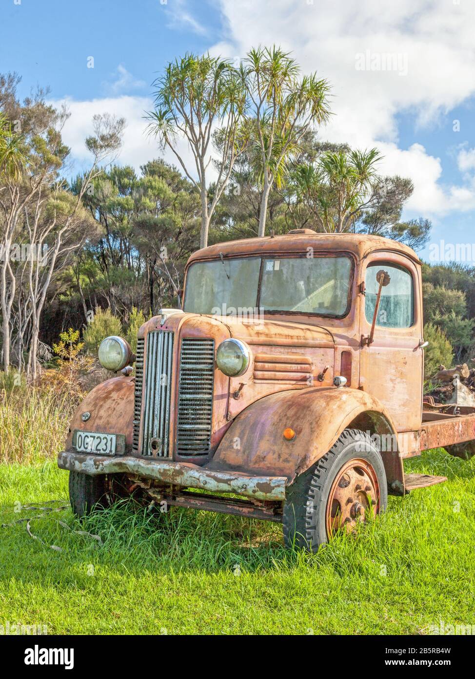 NORTH ISLAND, NEW ZEALAND - MAY 30, 2010: An abandoned, rusting truck on North Island, New Zealand. Stock Photo