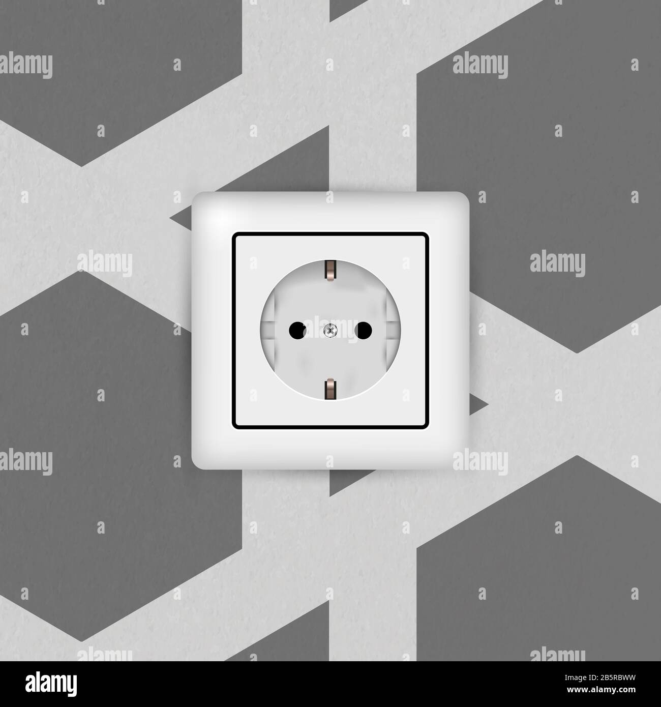 Electric Socket Type F 3d Realistic Illustration Empty White Electrical Outlet Without Plug Textured Wall With Wallpaper Stock Photo Alamy