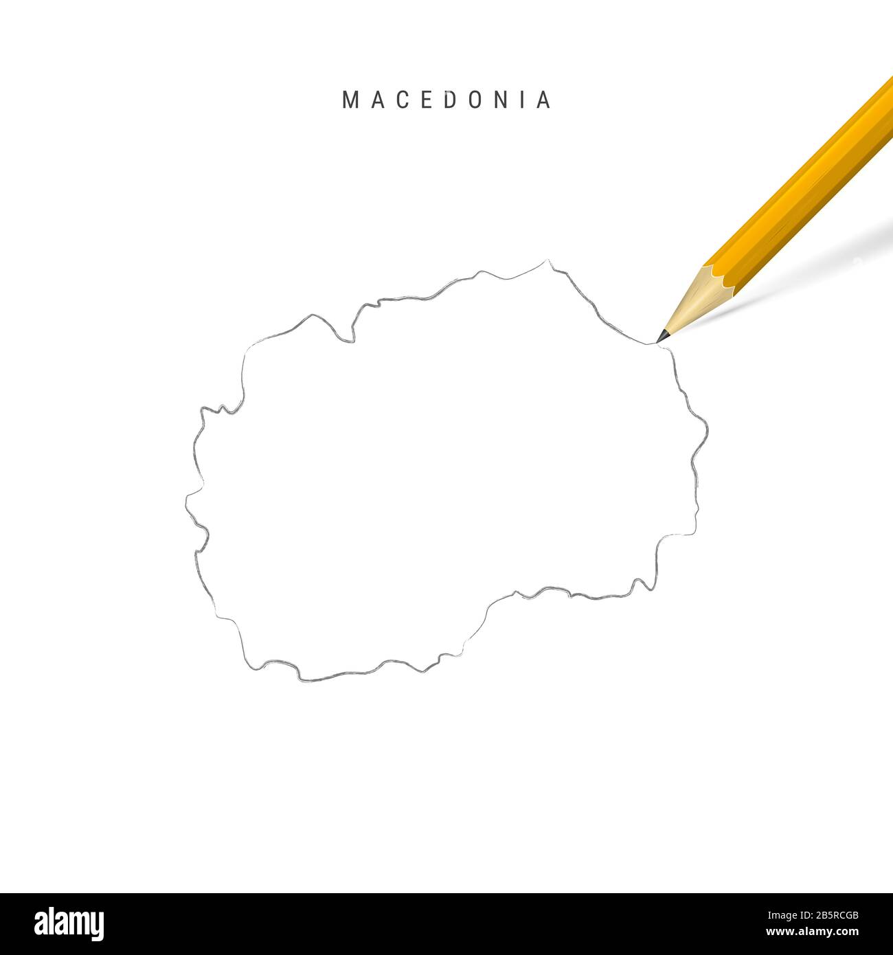 Macedonia freehand pencil sketch outline map isolated on white ...