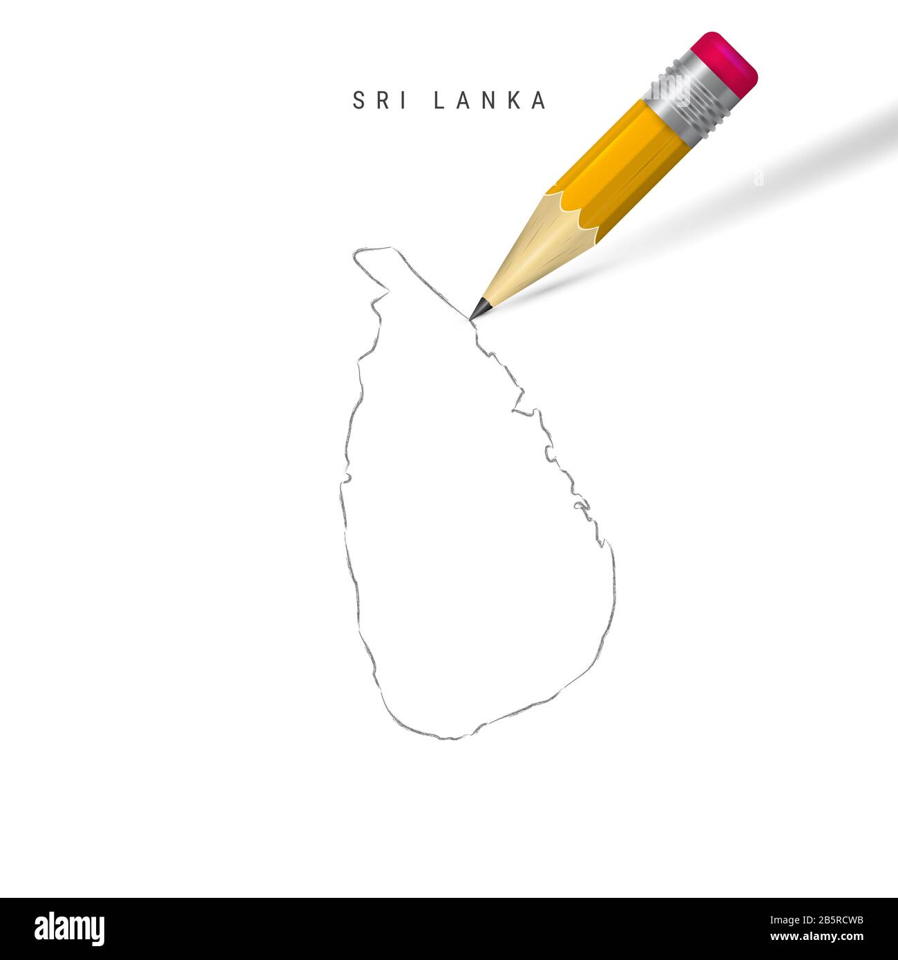 Sri Lanka freehand pencil sketch outline map isolated on white