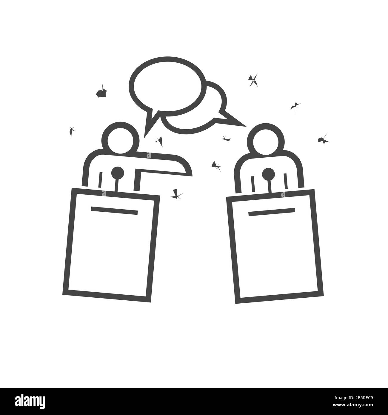 Political debate line simple icon. Black and white illustration ...