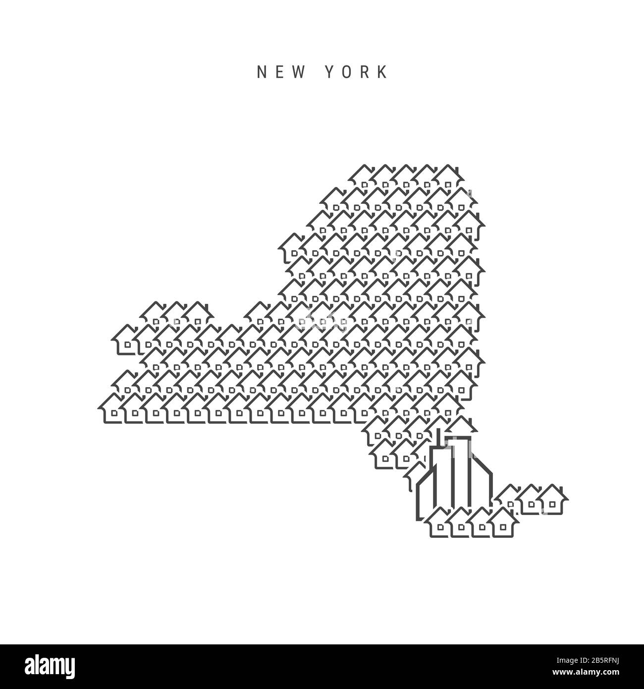 New York real estate property map. Icons of houses in the shape of a