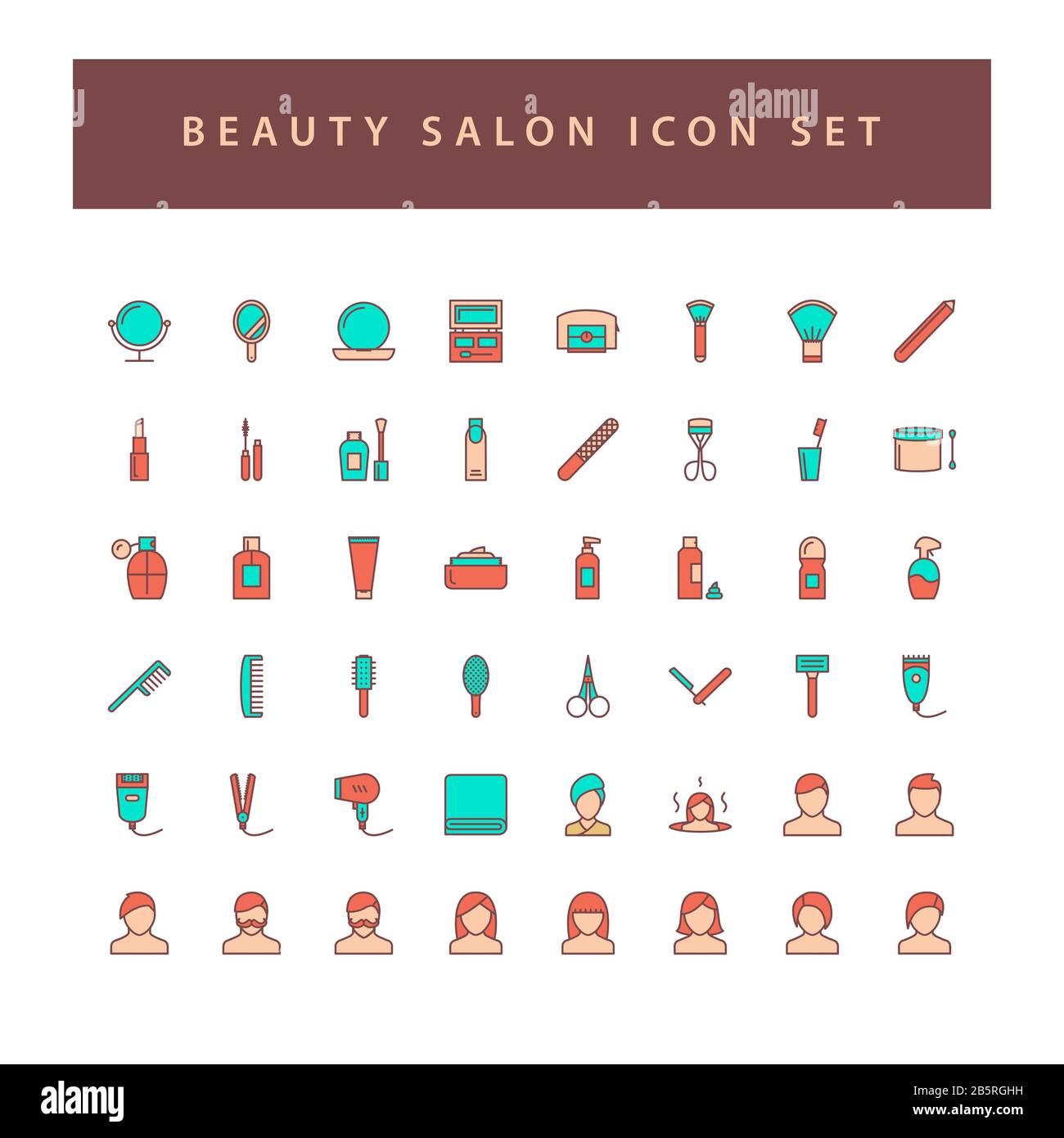 Beauty salon icons set with filled outline style design Stock Vector ...