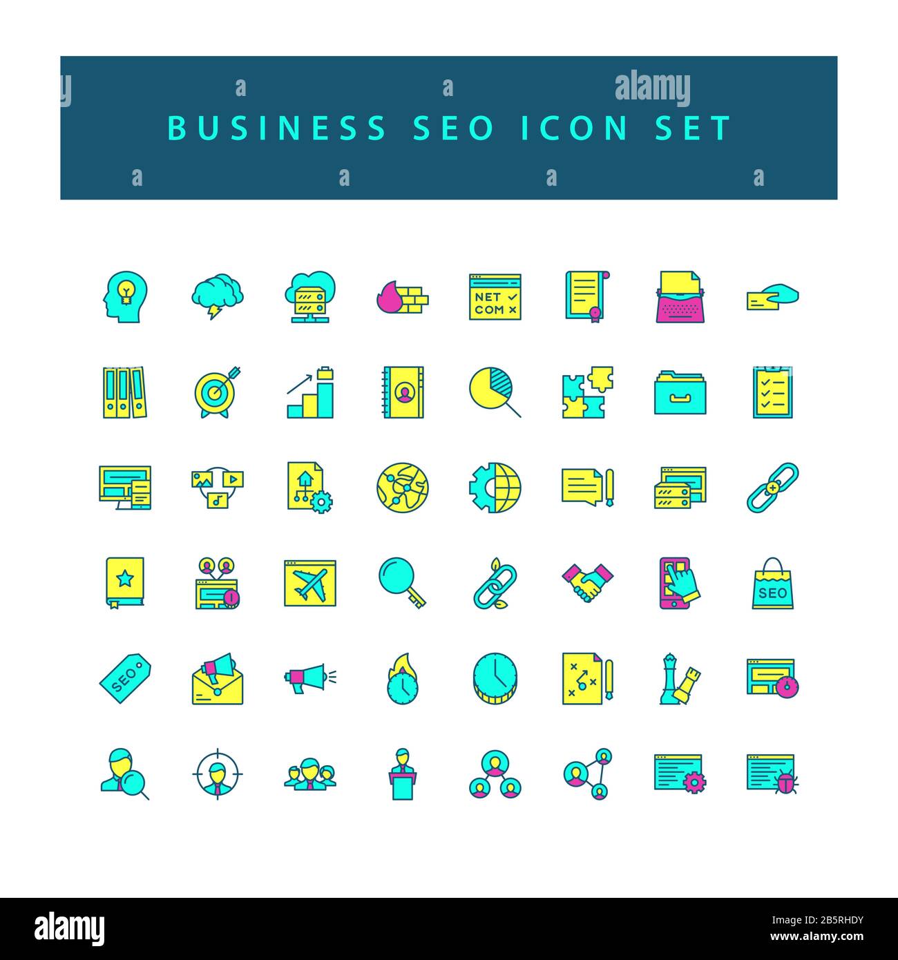 Business Seo icon set with filled outline style design Stock Vector ...