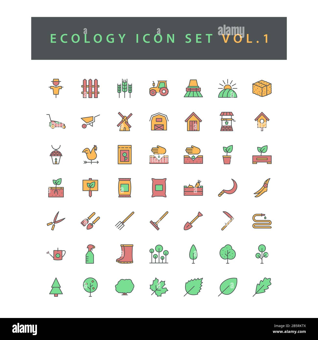 Ecology icon set with filled outline style design Vol.1 Stock Vector ...