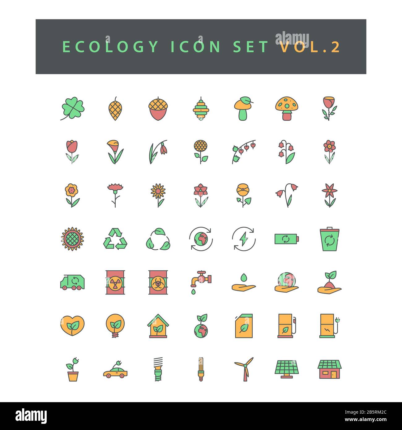 Ecology icon set with filled outline style design Vol.2 Stock Vector ...