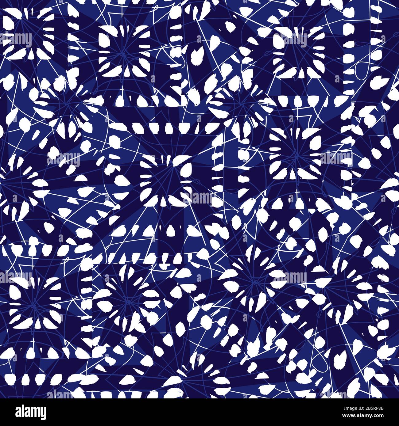 Vector blue and white shibori abstract squares overlap patten. Suitable for textile, gift wrap and wallpaper. Stock Vector