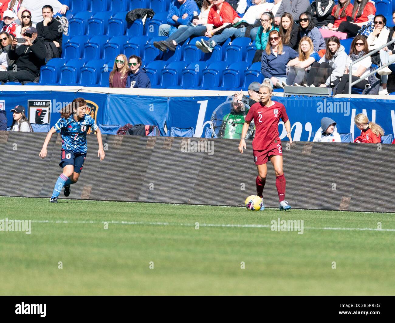 Harrison, NJ - March 8, 2020: Rachel Daly (2) of England controls ball ...