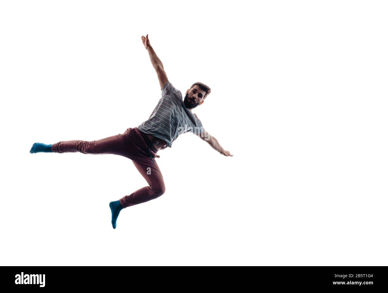 Male dance dancer exercising poses during a dance practice Stock Photo
