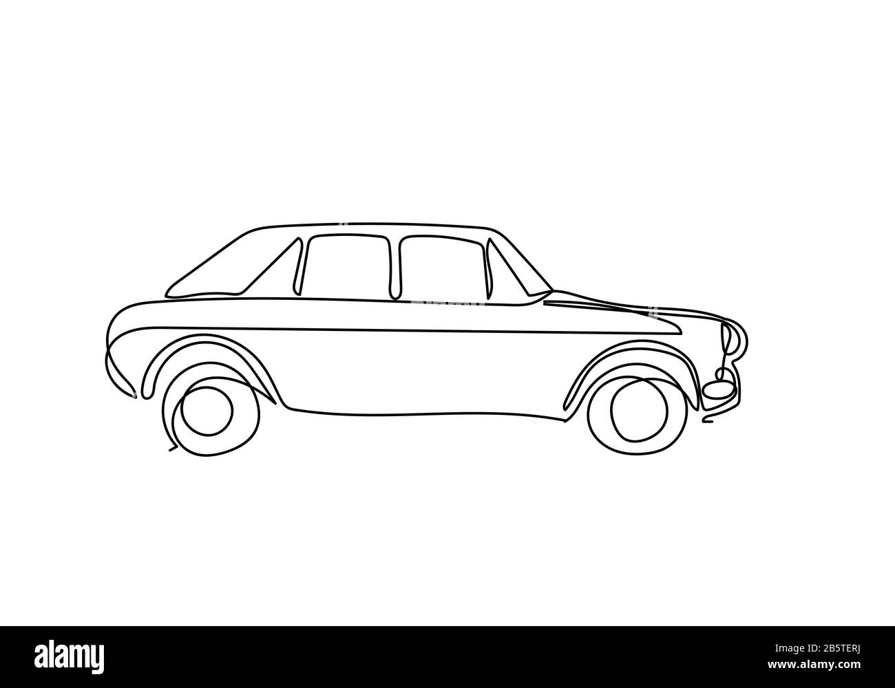 One Single Continuous Line Drawing Of Old Vintage Car Line Draw Design Illustration Stock Photo Alamy