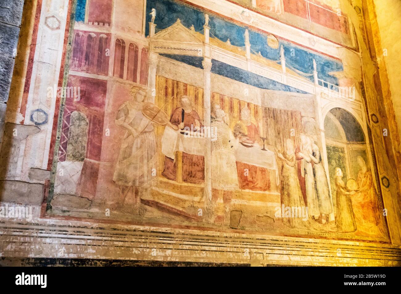 Frescoes in Cappella Capella Peruzzi in Santa Croce Basilica in Florence  Italy Stock Photo - Alamy