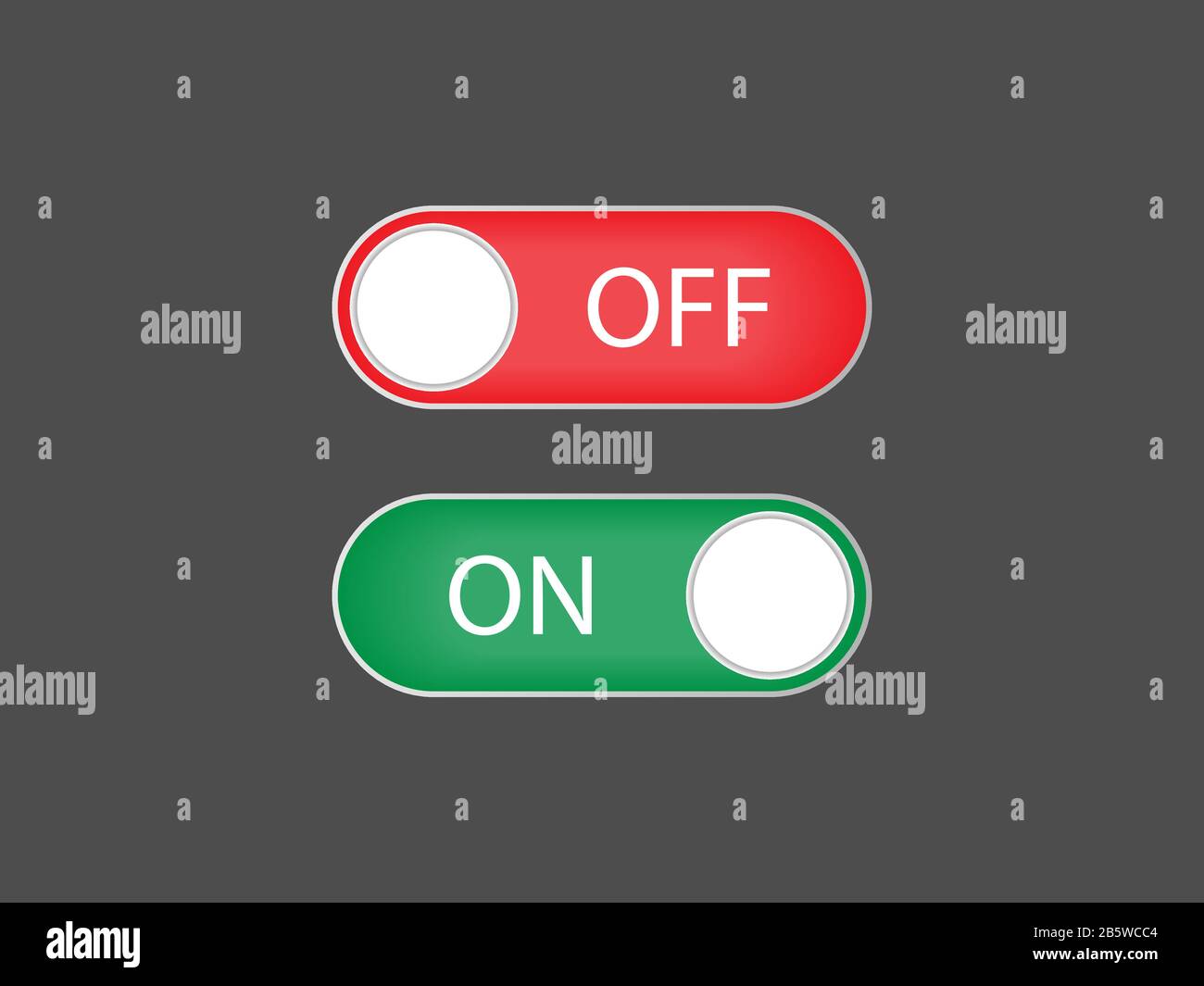 Off, on, toggle icon. Vector illustration, flat design. Stock Vector