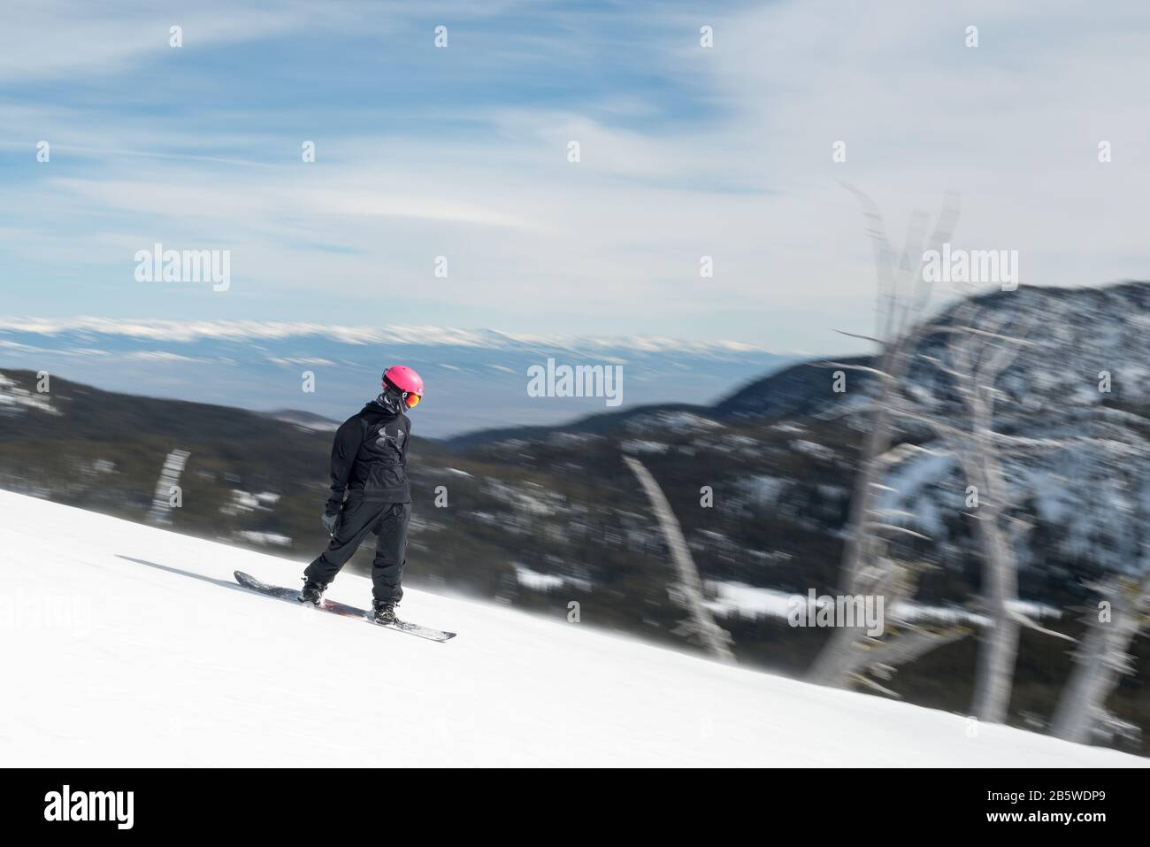 Snowboarding at Anthony Lakes Mountain Resort in Eastern Oregon Stock