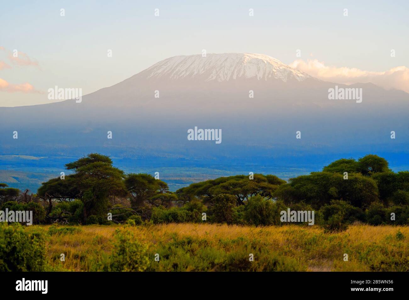 Beautiful view of the majestic Mount Kilimanjaro seen from Amboseli ...
