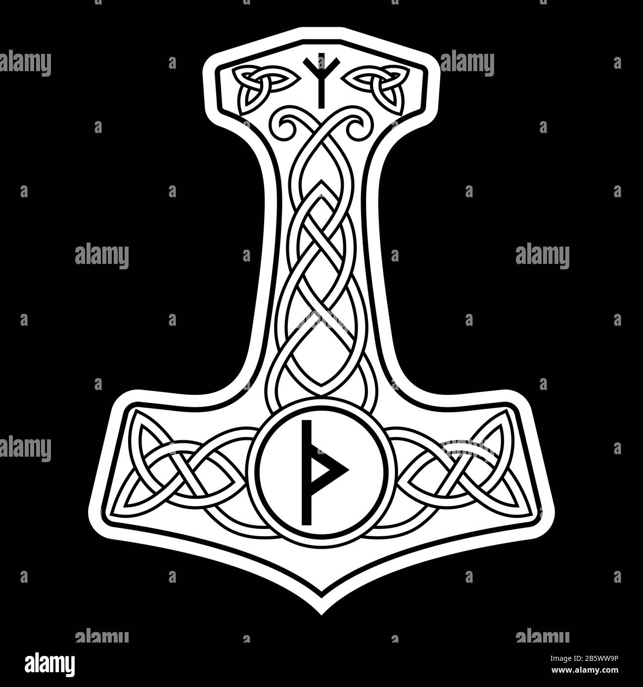 Thors hammer - Mjolnir and the Scandinavian ornament Stock Vector Image &  Art - Alamy