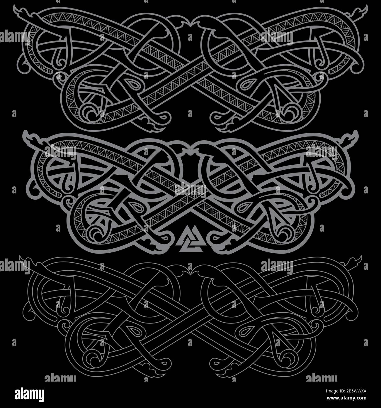 Ancient Celtic, Scandinavian mythological symbol of dragon. Celtic knot ornament Stock Vector